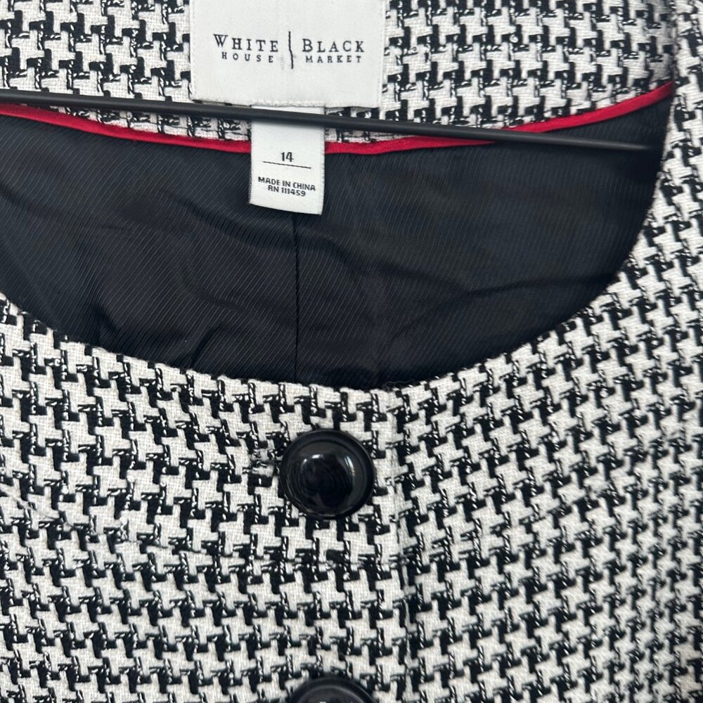 White House Black Market Houndstooth Blazer & Skirt Set | Classic Black & White - Picture 3 of 14